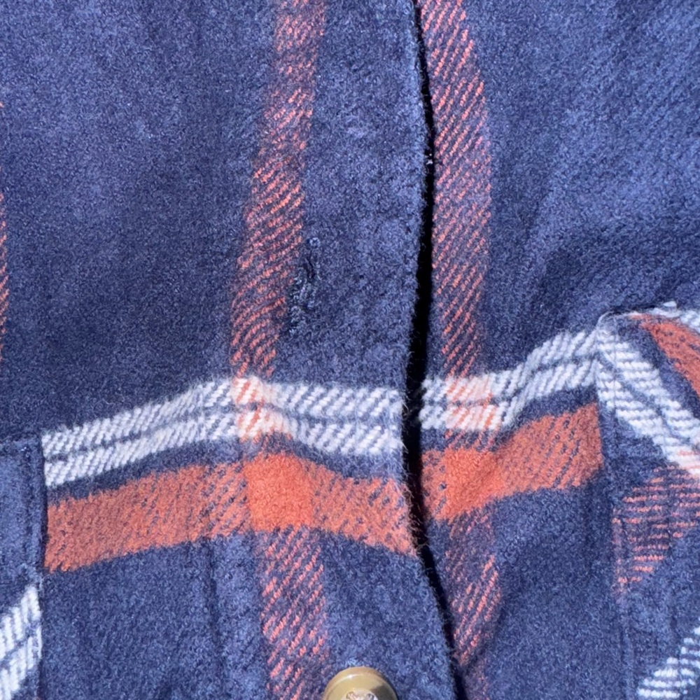 RSQ Navy and Rust Plaid Shirt - Picture 5 of 12